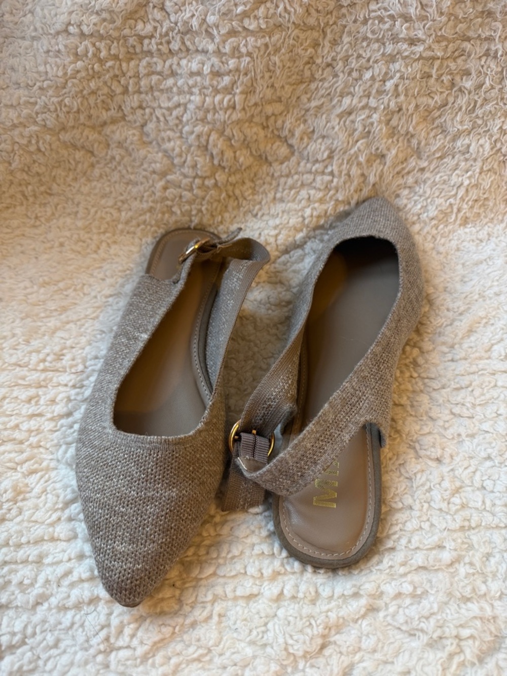 MIA Pointed Slingback Flats in Light Gray Knit